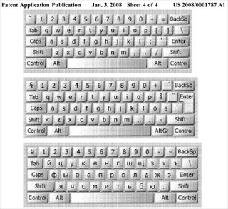 Illustration for article titled Apple Files Patent for OLED Dynamic Keyboard, Awaits Angry Letter from Lebedev?